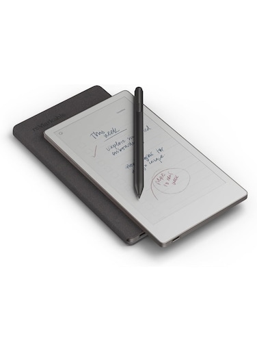 ملحوظ - خطوة محترف الورق - جهاز لوحي ورقي مقاس 7.3 بوصة مع قلم Marker Plus وMosaic  محفظة كتاب النسيج - البازلت