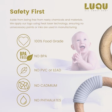 LUQU Silicone + Wood Teether- Face