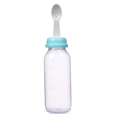 وحدة تغذية طعام مع ملعقة من لوقو، 240 مل، لون أزرق