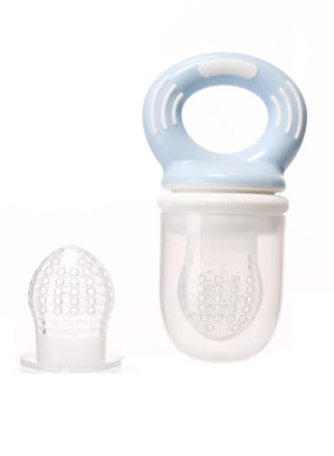 لهاية لإطعام الأطفال الفواكه والخضراوات مزودة بغطاء -أزرق