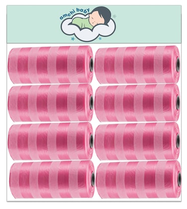 Amchi Baby Disposable Scented Bags pack of 8 rolls/160 Bags- Pink