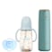 LuQu Northern Double Wall Vacuum Insulated Bottle ,Ppsu Feeding Bottle With Handle,pacifier silicone flat head +6M(BLUE)