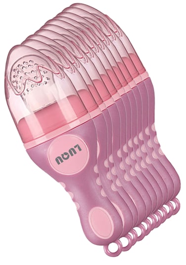 لوقو وحدة تغذية الفاكهة من السيليكون  - باللون الوردي، عبوة من 10 قطع