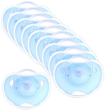 لوقو لهاية من السيليكون برأس مسطح للأطفال من سن 6 أشهر فما فوق - أزرق - عبوة من10 قطع
