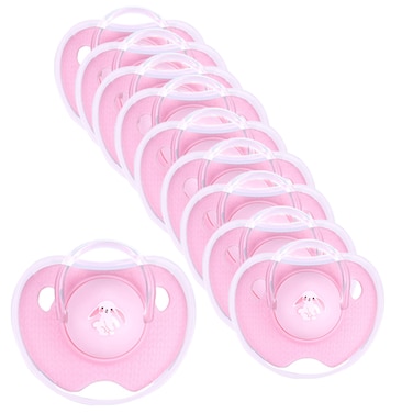 Luqu Pacifier Silicone Flat Head 0+m-Pink-Pack of 10