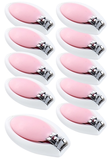 لوقو مقص أظافرعلى شكل بيضة - وردي - عبوة من 10 قطع