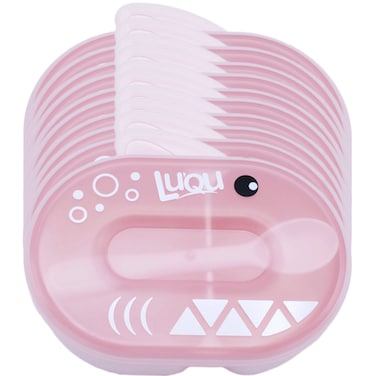 وعاء التغذية مع الملعقة وردي- 10 قطعة