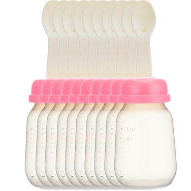 وحدة تغذية طعام مع ملعقة ، 120 مل، لون وردي- 10 قطعة