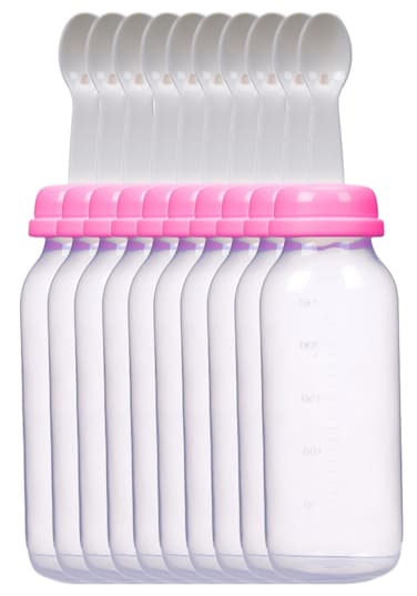 وحدة تغذية طعام مع ملعقة ، 240 مل، لون وردي- 10 قطعة