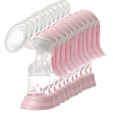 مضخة الثدي اليدوية وردي-10 قطعة