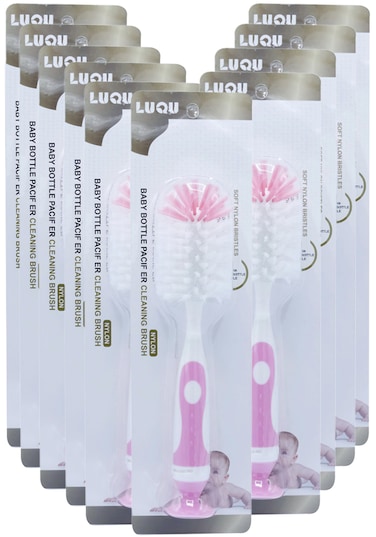 فرشاة تنظيف الزجاجة والحلمة وردي-10 قطعة