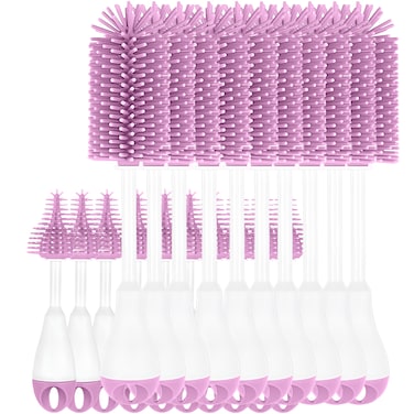 مجموعة فرش سيليكون لزجاجات الأطفال - 3 في 1 رمادي-5 قطعة