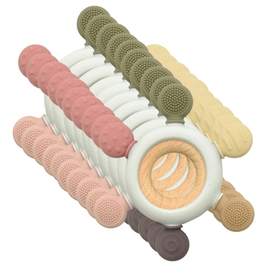 عضاضة لوكو سيليكون + خشب - سداسية - 10 قطعة