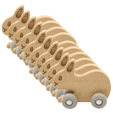 عضاضة خشبية + سيليكون - أرنب - 10 قطعة