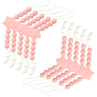 Silicone Pacifier Beads- Pink-Pack of 10