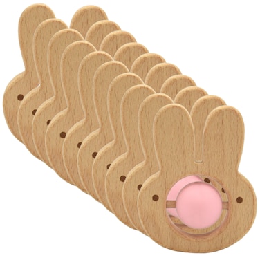 Silicone + Wood Teether- Center Ball-Pack of 10