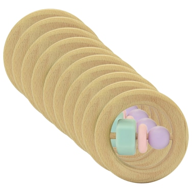 Silicone + Wood Teether- Circle-Pack of 10