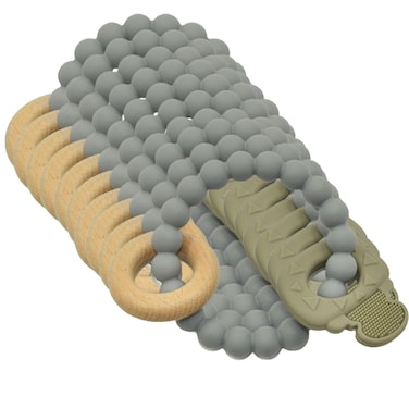 Silicone + Wood Teether- Fish-Pack of 10