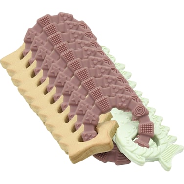 Silicone + Wood Teether- Star-Pack of 10