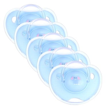 Luqu Pacifier Silicone Flat Head 0+m-Blue-Pack of 5
