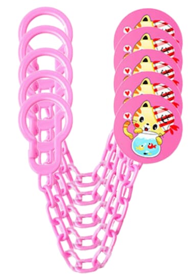 Luqu Pacifier Holder Chain-Pink-Pack of 5