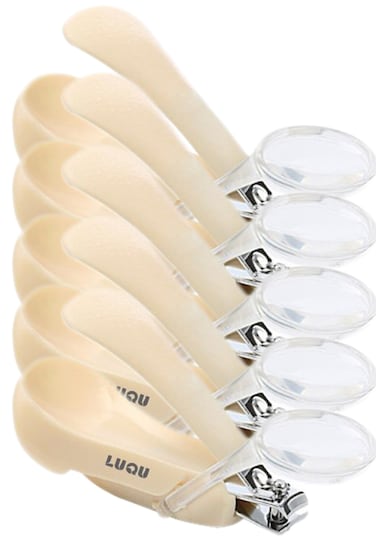 لوقو مقص أظافر مع عدسة مكبرة - أصفر - عبوة من 5 قطع