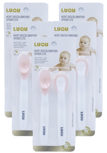 لوقو مجموعة ملاعق مستشعرة للحرارة- وردي - 5 مجموعة