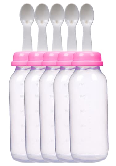 Food Feeder With Spoon 240ml Pink-Pack of 5