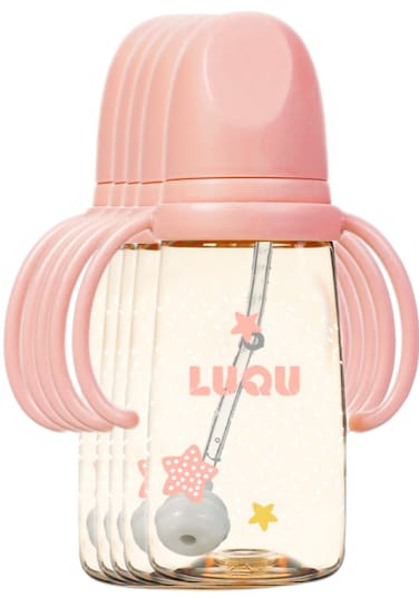 Feeding Bottle PPSU with Handle-200ml-Pink -Pack of 5