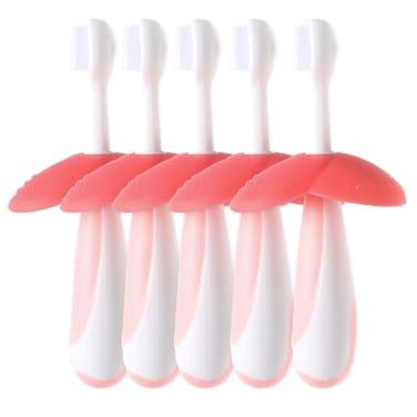 Tooth Brush Flower Shape Silicone Pink-Pack of 5