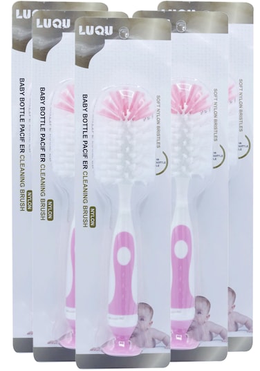 Bottle &amp; Nipple Cleaning Brush-Pink -Pack of 5
