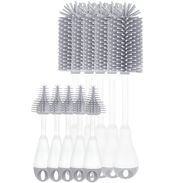 مجموعة فرش سيليكون لزجاجات الأطفال - 3 في 1، وردي-5 قطعة