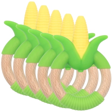 Silicone + Wood Teether- Flower-Pack of 5