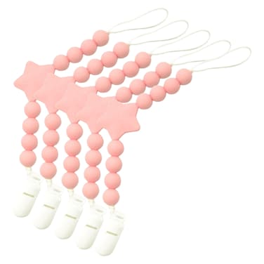 Silicone Pacifier Beads- Pink-Pack of 5