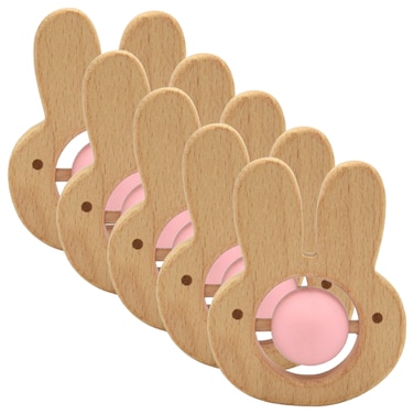 Silicone + Wood Teether- Center Ball-Pack of 5