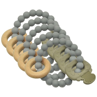 Silicone + Wood Teether- Fish-Pack of 5
