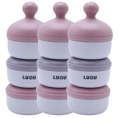 حاوية حليب مجفّف - طقم من 3 طبقات وردي- 3 قطعة