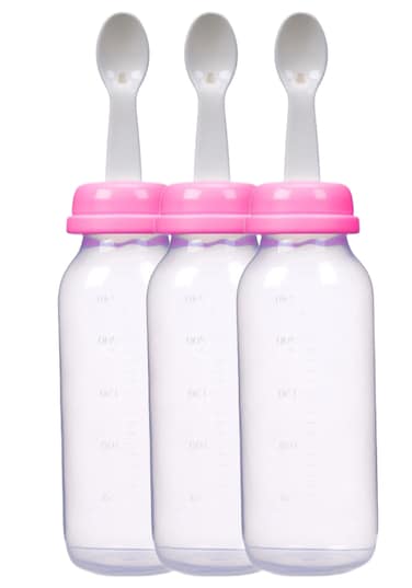 Food Feeder With Spoon 240ml Pink-Pack of 3