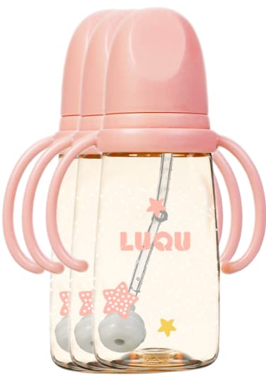 Feeding Bottle PPSU with Handle-200ml-Pink -Pack of 3