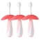 Tooth Brush Flower Shape Silicone Pink-Pack of 3
