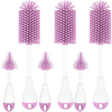 مجموعة فرش سيليكون لزجاجات الأطفال من - 3 في 1 رمادي-3 قطعة