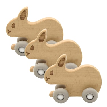 عضاضة خشبية + سيليكون - أرنب - 3 قطعة