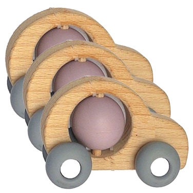 عضاضة سيليكون + خشب - سيارة - 3 قطعة