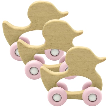 عضاضة من السيليكون + الخشب - بطة -3 قطعة