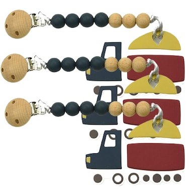 حامل لهاية سيليكون+خشب شكل شاحنة-3 قطعة