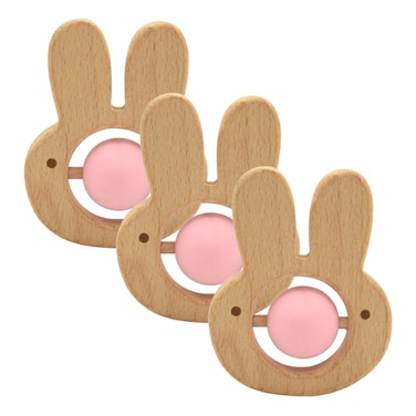 عضاضة من السيليكون + الخشب - كرة مركزية -3 قطعة