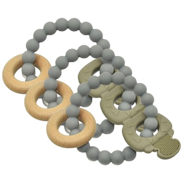 عضاضة خشبية + سيليكون - سمكة - 3 قطعة