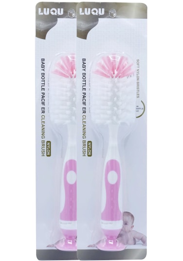 Bottle &amp; Nipple Cleaning Brush-Pink -Pack of 2