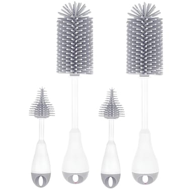 مجموعة فرش سيليكون لزجاجات الأطفال  - 3 في 1، وردي-2 قطعة