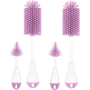 مجموعة فرش سيليكون لزجاجات الأطفال - 3 في 1 رمادي- 2 قطعة